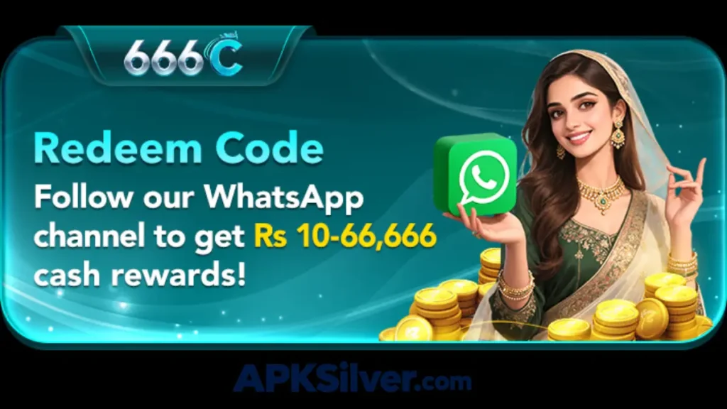666C online redeem code banner: follow the WhatsApp channel to claim cash rewards of Rs 10 to Rs 66,666.