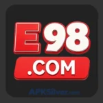 E98 Game app icon featuring bold red and white lettering on a rounded dark charcoal square background.