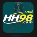 HH98 Game app icon featuring a pilot woman in goggles beside red planes on a dark teal background.