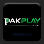 PakPlay Game online casino app logo icon on black background, showing white and green PakPlay text with crescent moon.
