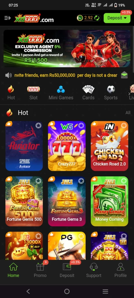 XD777 homepage screenshot, featuring games and catagroies.