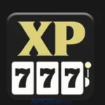 XP777 Game app icon showing gold lettering above a white slot machine reel with triple sevens symbol.