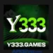 Y333 Games app icon with white and green wordmark, playing cards, and a dark green gradient background.