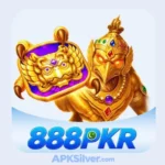 888PKR app icon with a golden eagle warrior figure holding a jeweled shield on a light blue background.