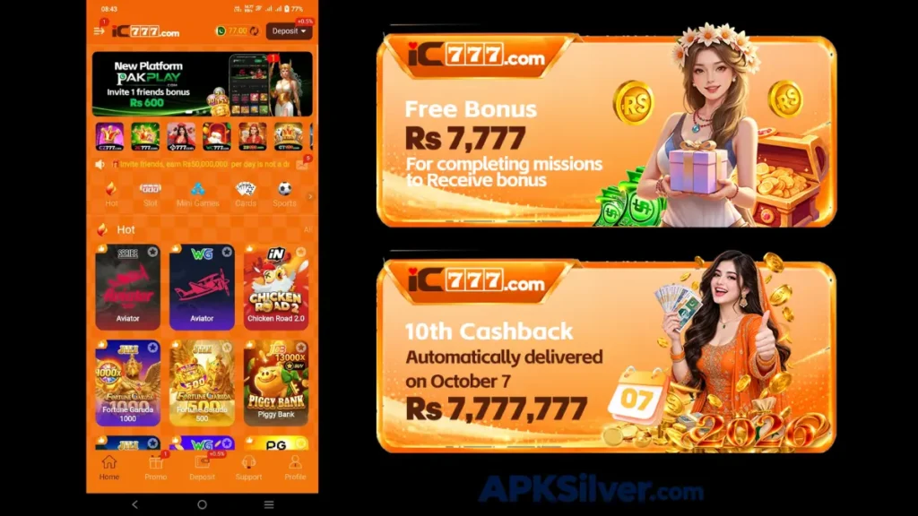Home page and promotional banners of the game.