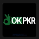 OKPKR app icon with a green okay hand sign beside white and green lettering on a black background.